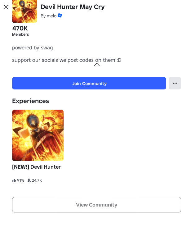 Click Join Community button on the developer profile page